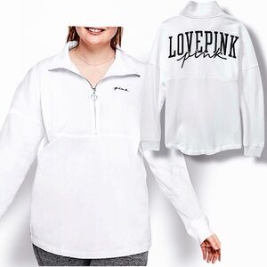 Victoria's Secret Pink Varsity Half Zip Pullover Oversized Sweatshirt Womens XS